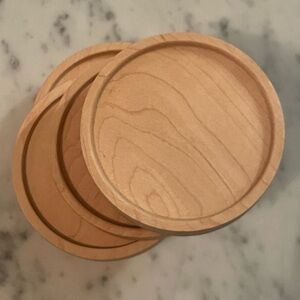 Set of 4 Stinson Studios Round Ambrosia Maple or White Oak Wooden Coasters